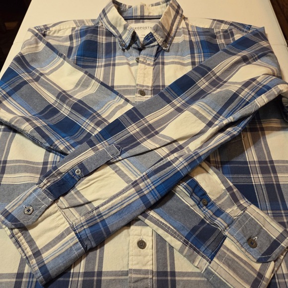 Aeropostale Button Down Shirt Men's Large Casual Plaid Long Sleeve Cotton - Picture 6 of 6